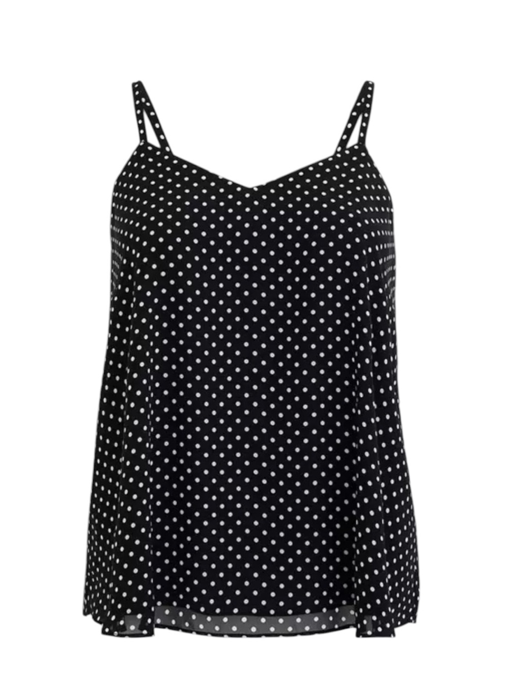 Torrid black & white polka dot Sophie Chiffon Swing Cami tank top size 1X
